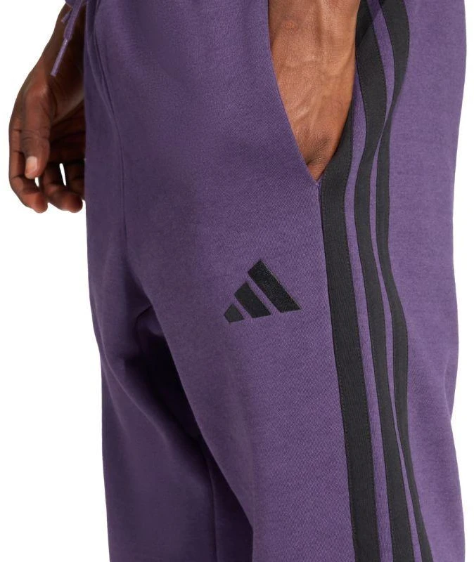 Vyriškos adidas Essentials 3-Stripes fleecinės kelnės violetinės JX0750