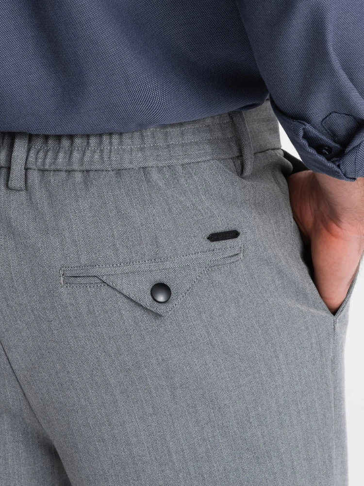 Vyriškos pilkos chino kelnės su tampriu juosmeniu