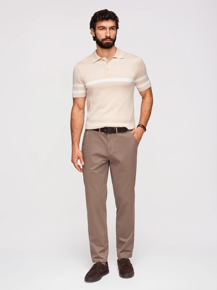 Vyriškos rudos chino kelnės regular fit