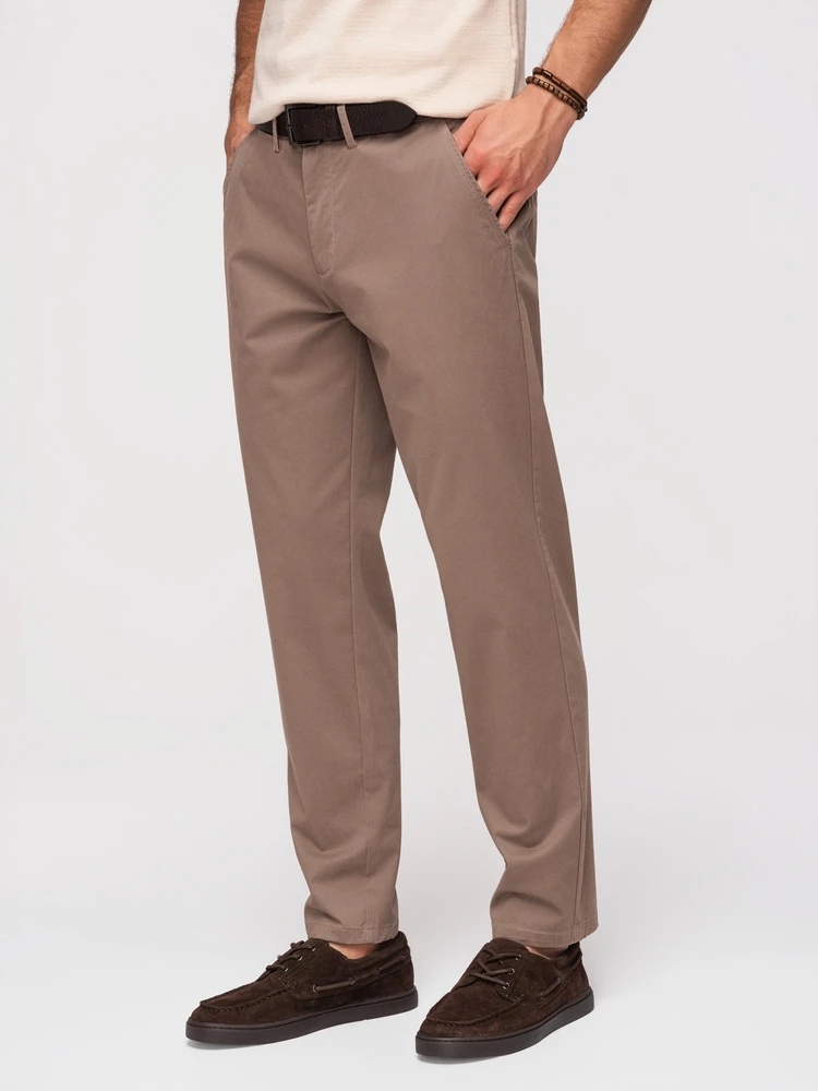 Vyriškos rudos chino kelnės regular fit