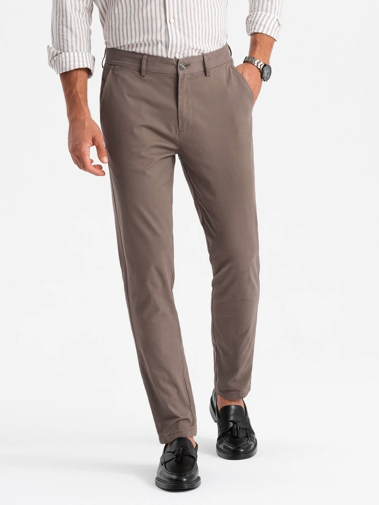 Vyriškos rudos chino kelnės regular fit