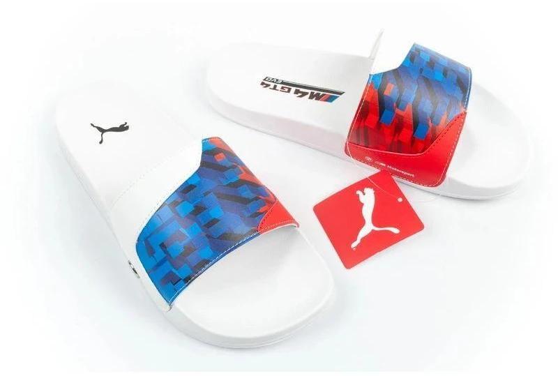 Vyriškos sportinės šlepetės Puma BMW MMS Leadcat 2.0 Graphic, madingos, baltos