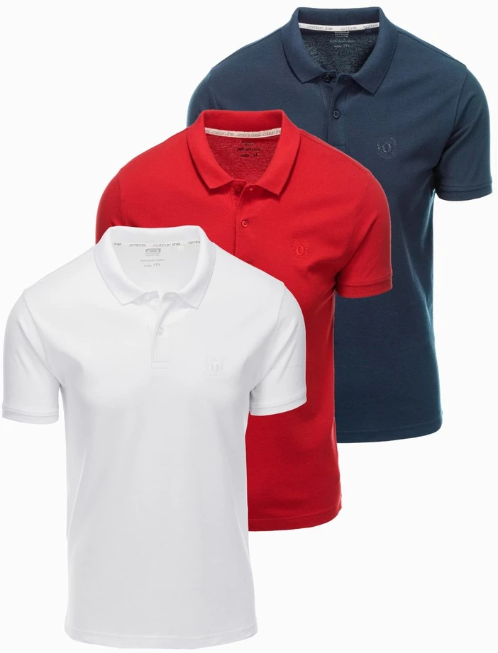 Vyriškų pique mezgimo polo marškinėlių 3 vnt. rinkinys - mix V1 Z28