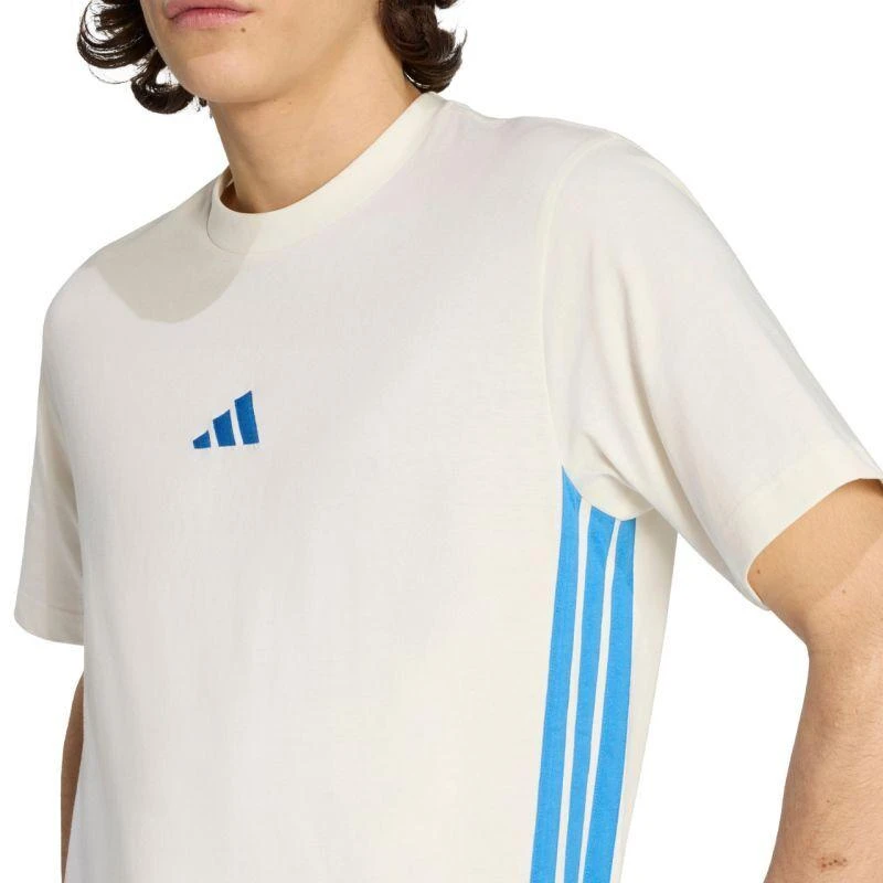 Vyrų adidas Essentials 3 Juostų marškinėliai, kreminiai KC0888