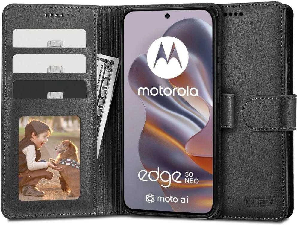 Tech-Protect atverčiamas Motorola Edge 50 NEO dėklas telefonui juodos spalvos