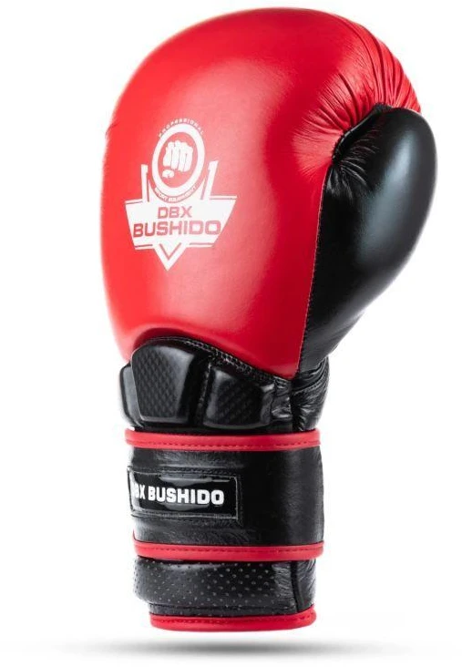 BUSHIDO Warrior RAUDONOS natūralios odos bokso pirštinės