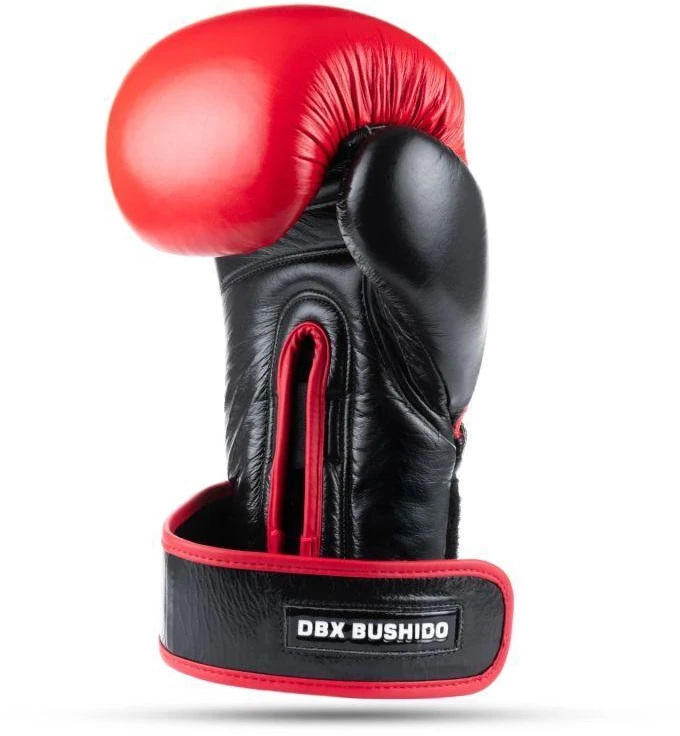 BUSHIDO Warrior RAUDONOS natūralios odos bokso pirštinės