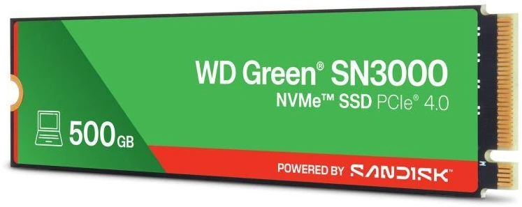 Ausinės WD Žalias SN3000 500 GB M.2 NVMe WDS500G4G0E SSD