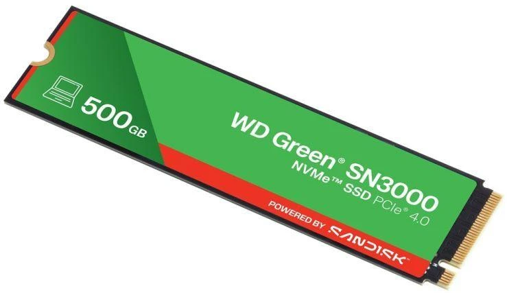 Ausinės WD Žalias SN3000 500 GB M.2 NVMe WDS500G4G0E SSD