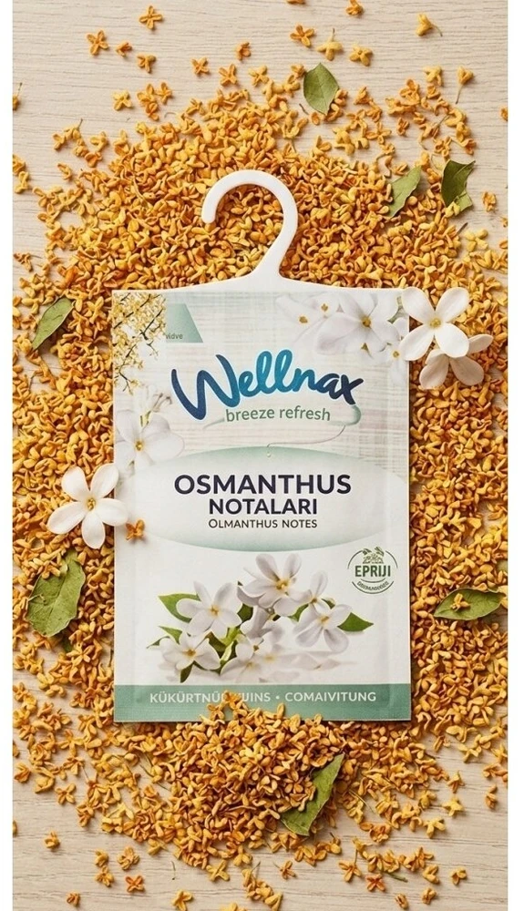 WELLNAX Breeze Refresh kvepenių (osmanthus) kvapo pakabinamas gaiviklis spintoms, 21g