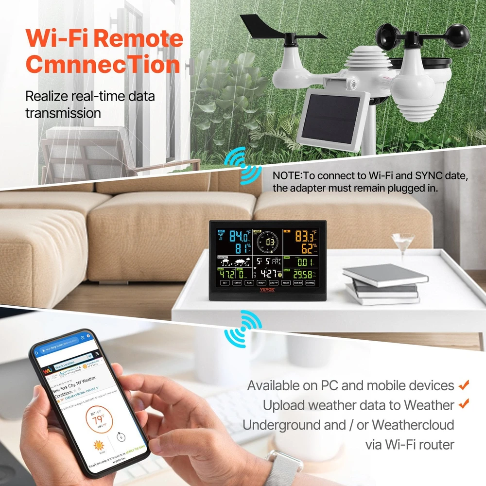 VEVOR Meteorologinė belaidė orų stotelė YT60234 7in1 WiFi