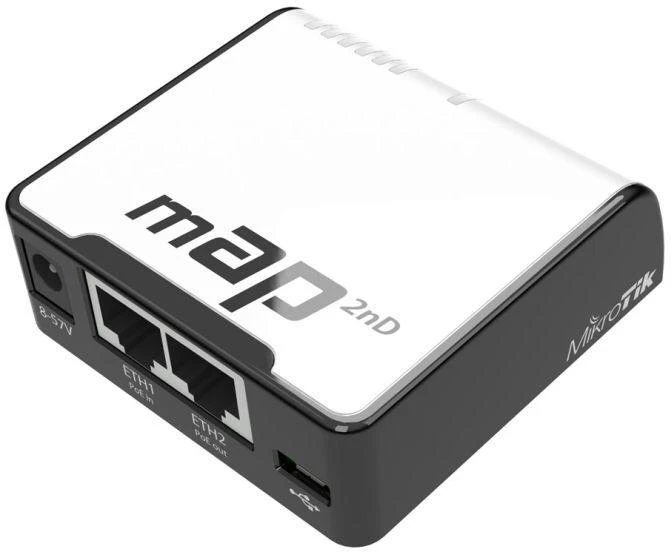 WiFi 4 Mikrotik mAP maršrutizatorius (RBmAP2nD) 2.4GHz(2x2) 2p