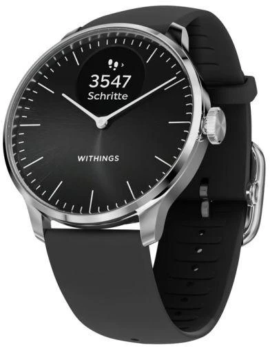 Išmanusis laikrodis Withings Scanwatch Light 37mm, Sidabrinės spalvos korpusas su juodos spalvos dirželiu