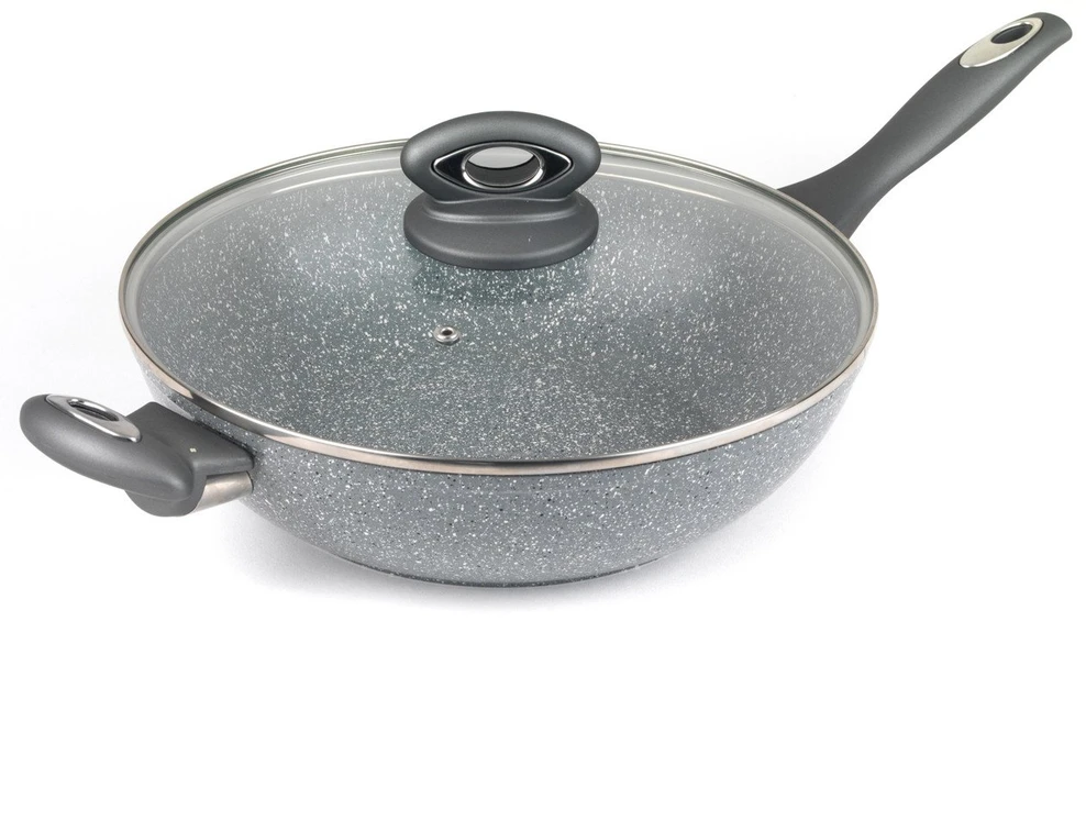 Wok keptuvė Salter Marblestone, 28 cm, pilka