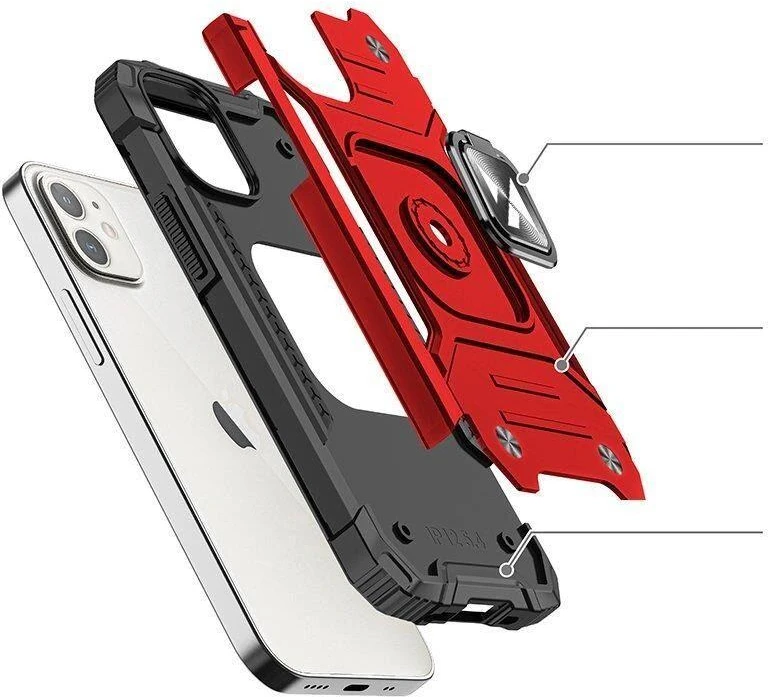 Wozinsky Ring Armor Apple iPhone 14 Plus armored magnetic holder ring dėklas telefonui raudonos spalvos