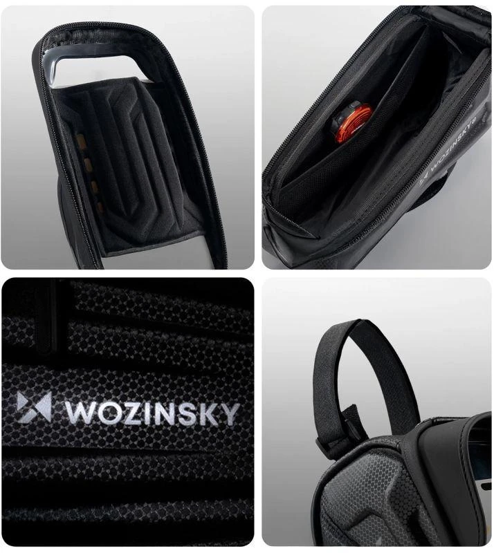 Wozinsky dviračio tašytė ant rėmo, šarvuota, su kišene telefonui, 1.7 l - juoda