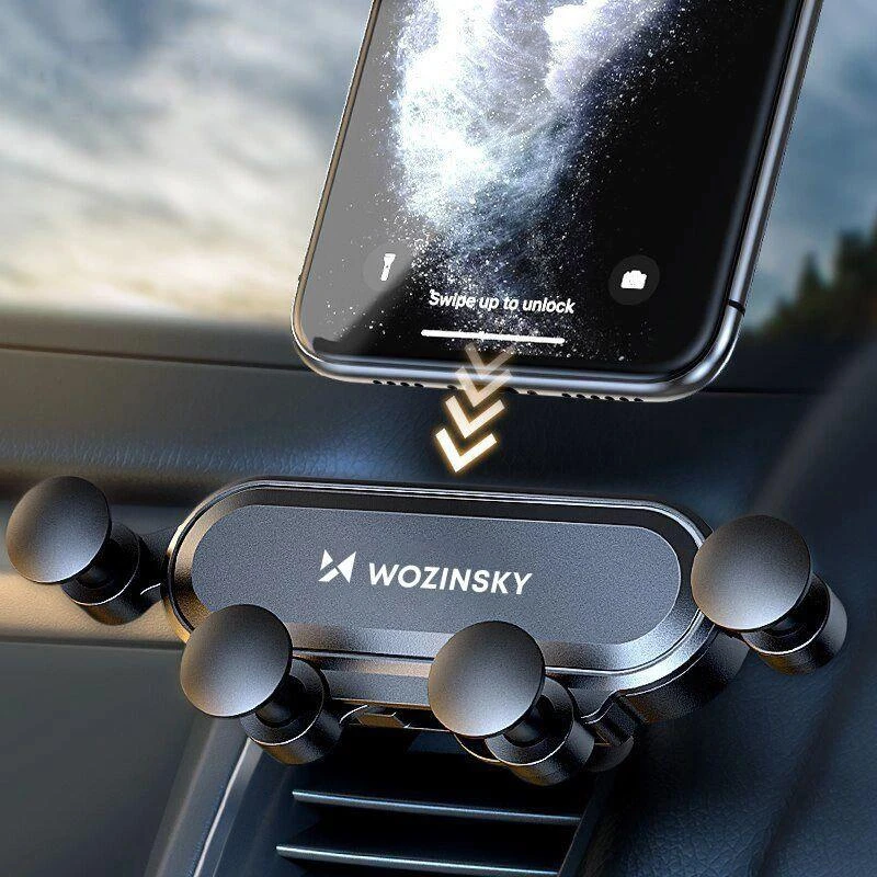 Wozinsky car phone holder gravity for ventilation grille juodos spalvos (WCH-05)