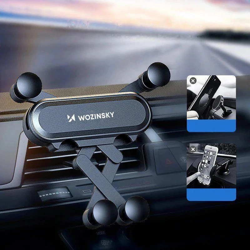 Wozinsky car phone holder gravity for ventilation grille juodos spalvos (WCH-05)