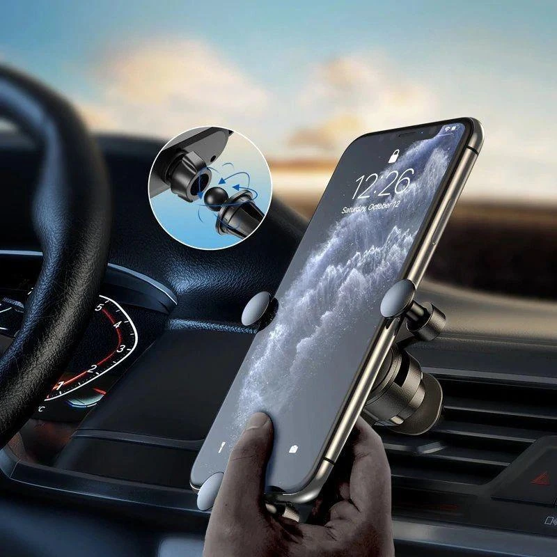 Wozinsky car phone holder gravity for ventilation grille juodos spalvos (WCH-05)