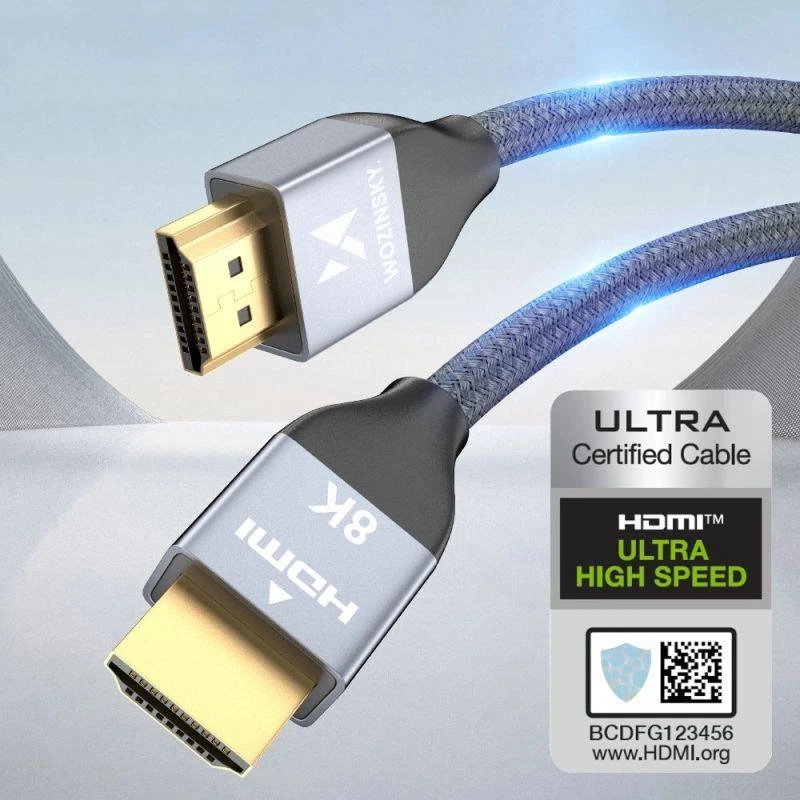 Wozinsky kabelis HDMI 2.1 8K 60 Hz 48 Gbps / 4K 120 Hz / 2K 144 Hz 1 m sidabrinis (WHDMI-10)
