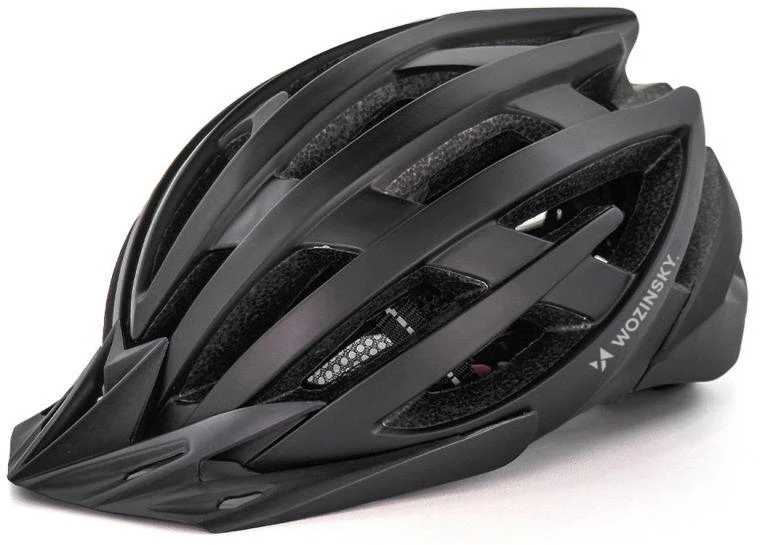 Wozinsky MTB dviračio šalmas su nuimamu vizoriumi ir galiniu USB apšvietimu, M dydžio - Juodas