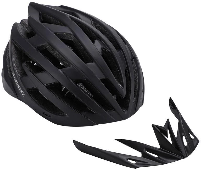 Wozinsky MTB dviračio šalmas su nuimamu vizoriumi ir galiniu USB apšvietimu, M dydžio - Juodas