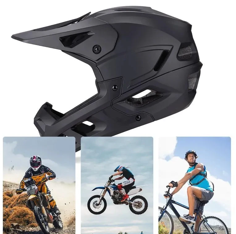 Wozinsky pilno veido dviratininko šalmas su nuimamu skydeliu 60-62 cm – Juodas