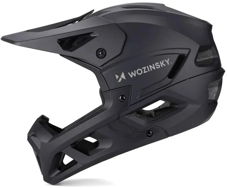 Wozinsky pilno veido dviratininko šalmas su nuimamu skydeliu 60-62 cm – Juodas