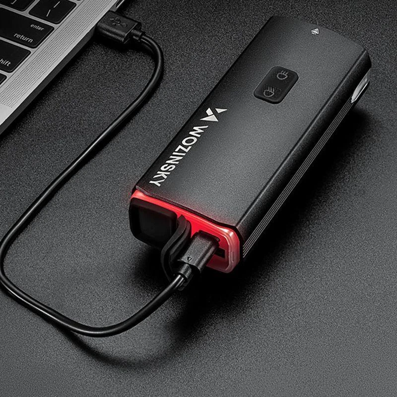 Wozinsky Priekinis dviračio žibintas + USB-C laidas (3000 lm) - Juodas