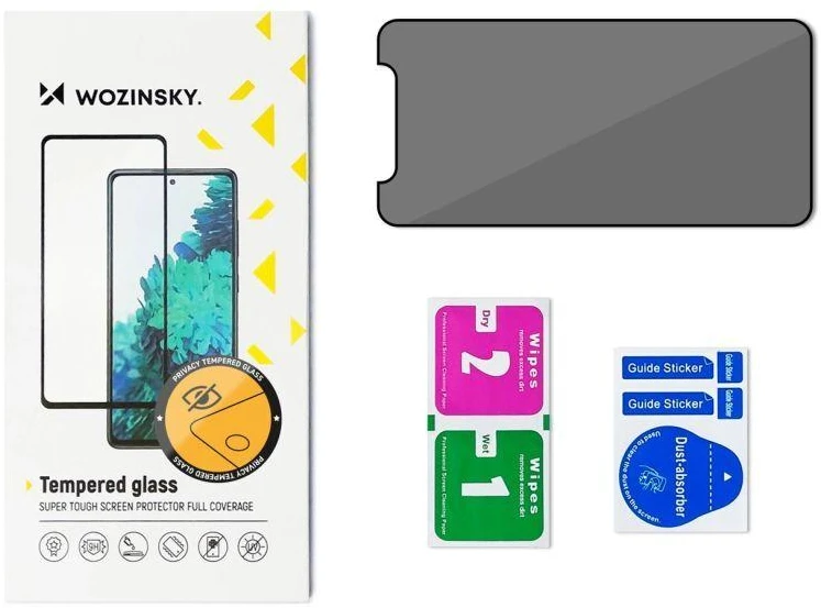 „Wozinsky“ privatumo stiklas su šnipinėjimo filtru „iPhone 15“ ir juodas