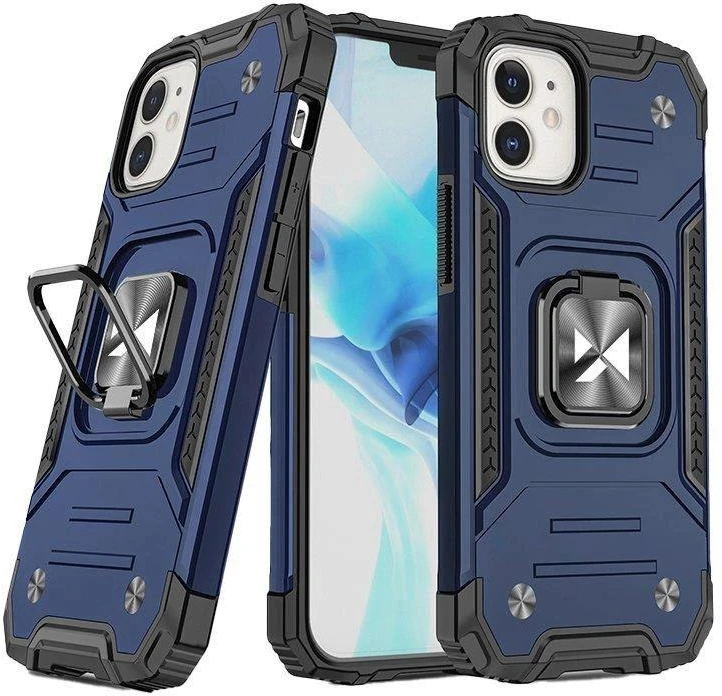 Wozinsky Ring Armor Apple iPhone 14 Plus armored magnetic holder ring dėklas telefonui mėlynos spalvos