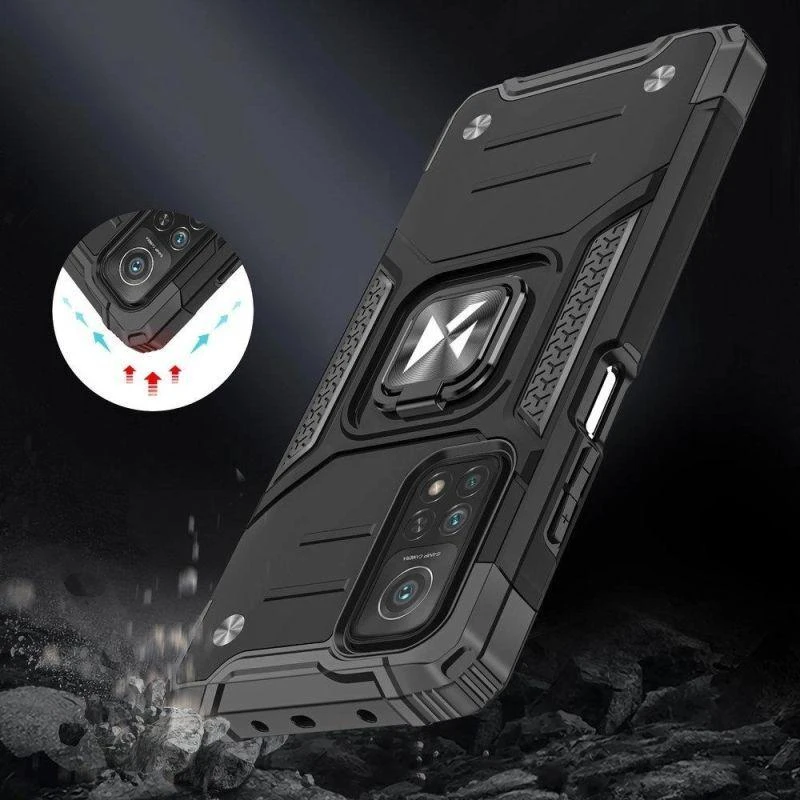 Wozinsky Ring Armor dėklas skirtas Mi Poco M4 Pro 5G / Redmi Note 11 5G (Kinija) / Redmi Note 11T 5G / Redmi Note 11S 5G, juodas