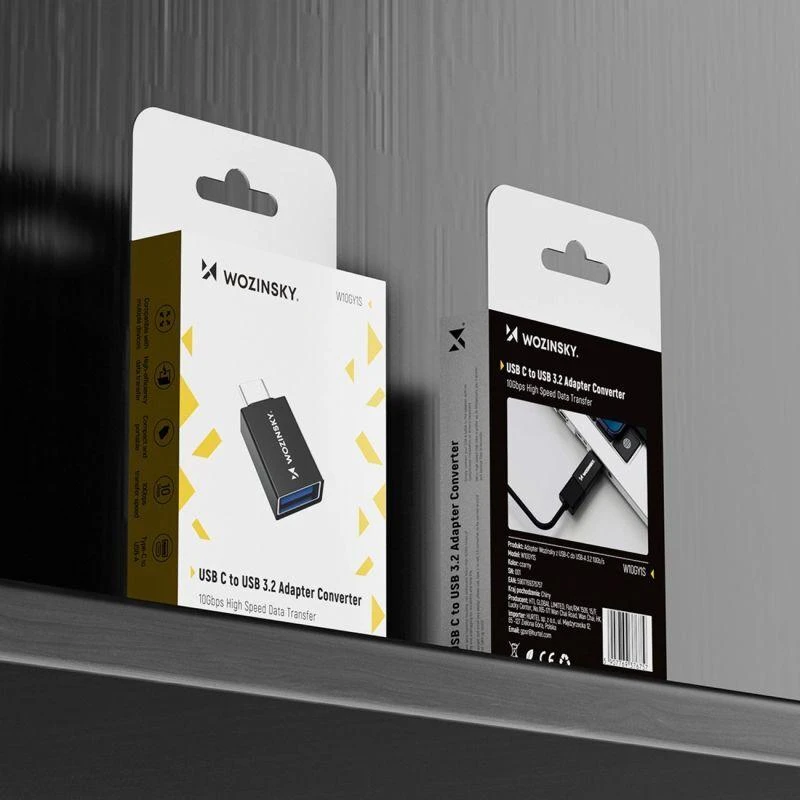 Wozinsky W10GY1S USB-C – USB-A 3.2 10Gb/s Adapteris – juodos spalvos