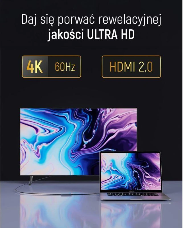 Wozinsky WACH-01 USB-C - HDMI 4K 60Hz Adapteris - Juodas