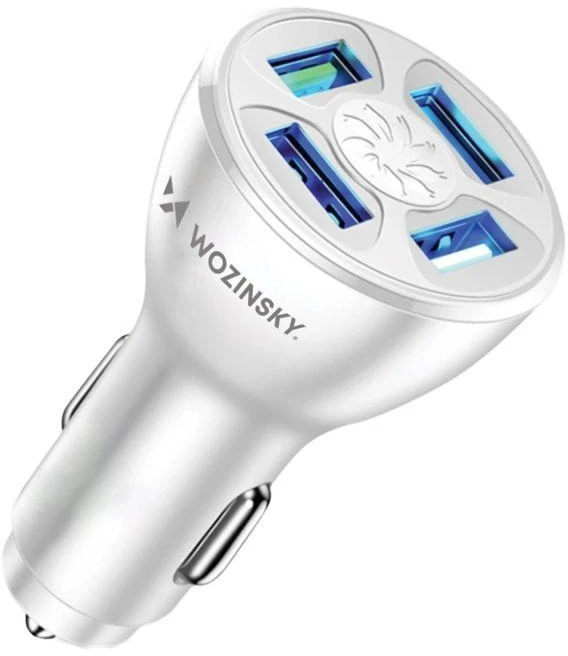 Wozinsky WCCAW 50W 4x USB-A QC automobilinis įkroviklis – baltos spalvos