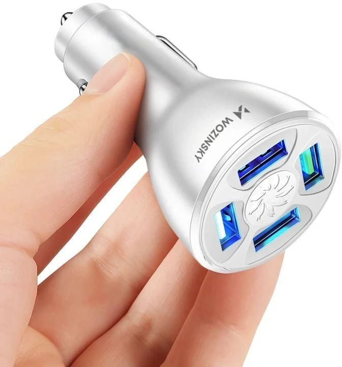 Wozinsky WCCAW 50W 4x USB-A QC automobilinis įkroviklis – baltos spalvos