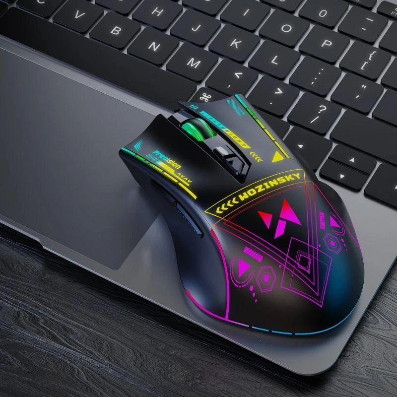 Wozinsky WMGB-3200 Optinė belaidė pelė žaidimams with Built-in Rechargeable Baterija 3200 DPI with RGB Lighting - Juodas