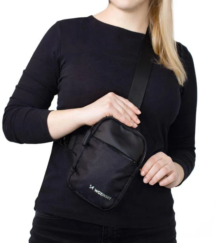 Wozinsky WMS-W1 Unisex Mini Peties Krepšys Vandeniui Atsparus Dviem Skyriais Mobiliajam Telefonui - Juodas