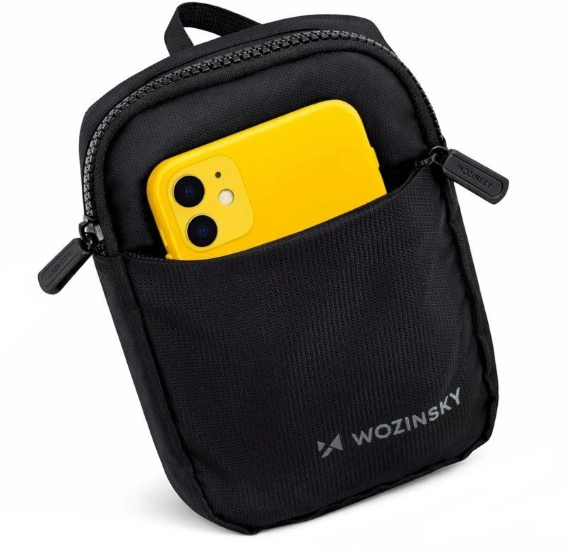 Wozinsky WMS-W1 Unisex Mini Peties Krepšys Vandeniui Atsparus Dviem Skyriais Mobiliajam Telefonui - Juodas