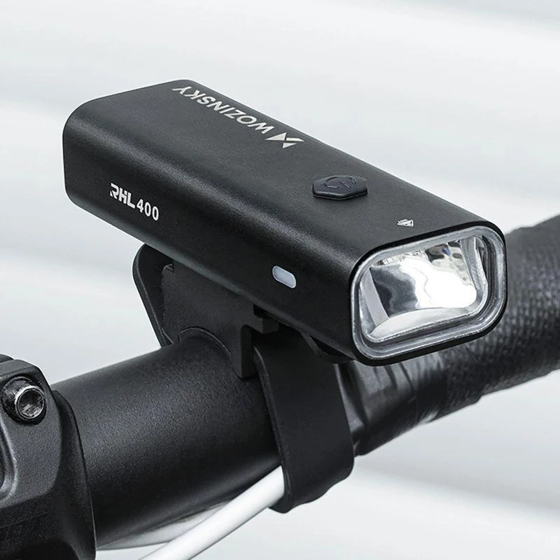 Wozinsky WSBLB2 Priekinis (400 lm) ir Galinis USB-C Dviračio Žibintų Rinkinys - Juodas