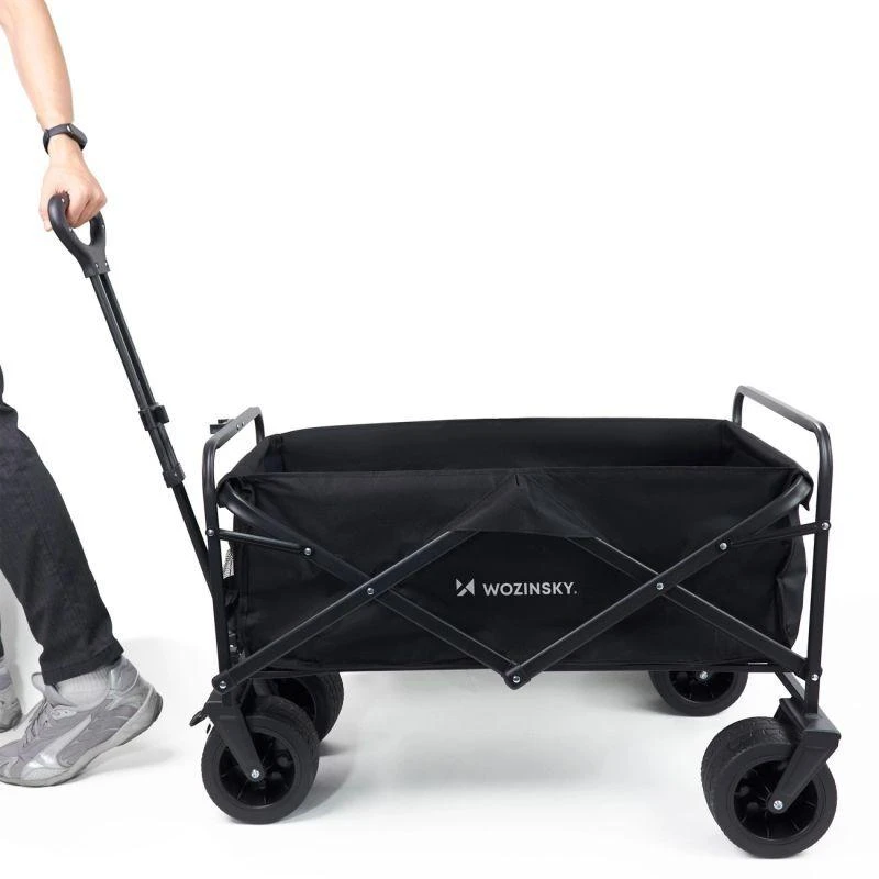 Vežimėlis Wozinsky WZP-100 pliažas, turistinis, sodo, patvarūs, platūs ratai, su apsauginis tinklelis iki 100 kg - juoda