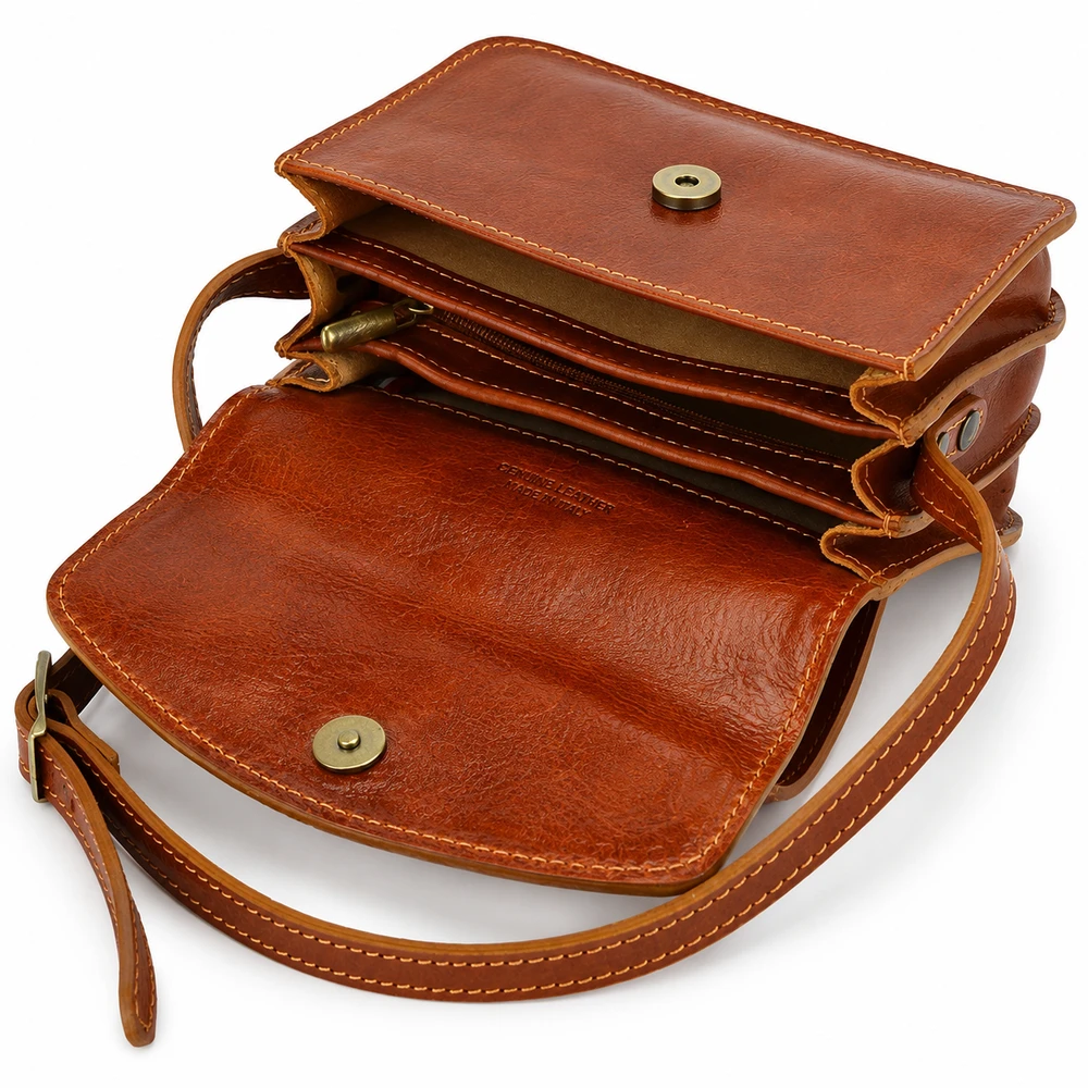 Wyjątkowa piękna skórzana damska listonoszka
