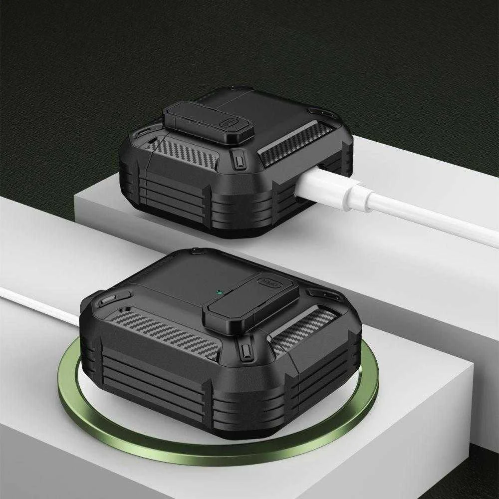 Tech-Protect X-CarboAirPods Pro 1 / 2 – dėklas ausinėms juodos spalvos