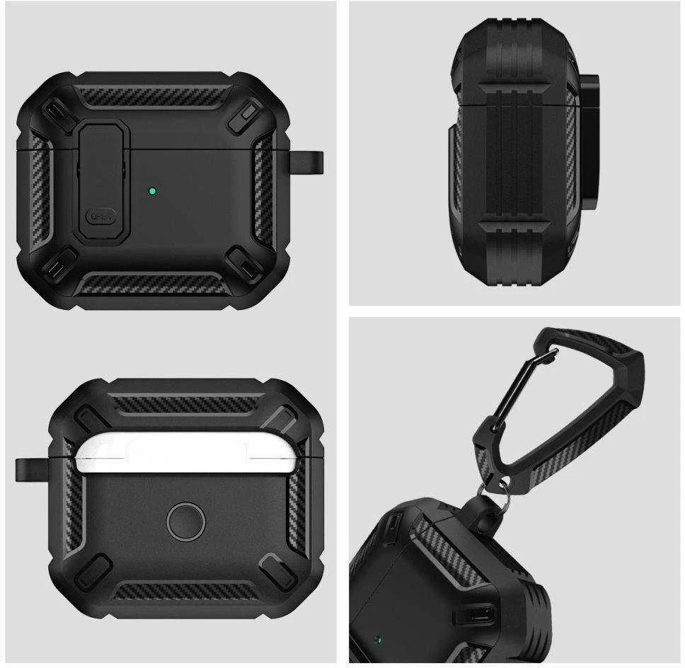 Tech-Protect X-CarboAirPods Pro 1 / 2 – dėklas ausinėms juodos spalvos