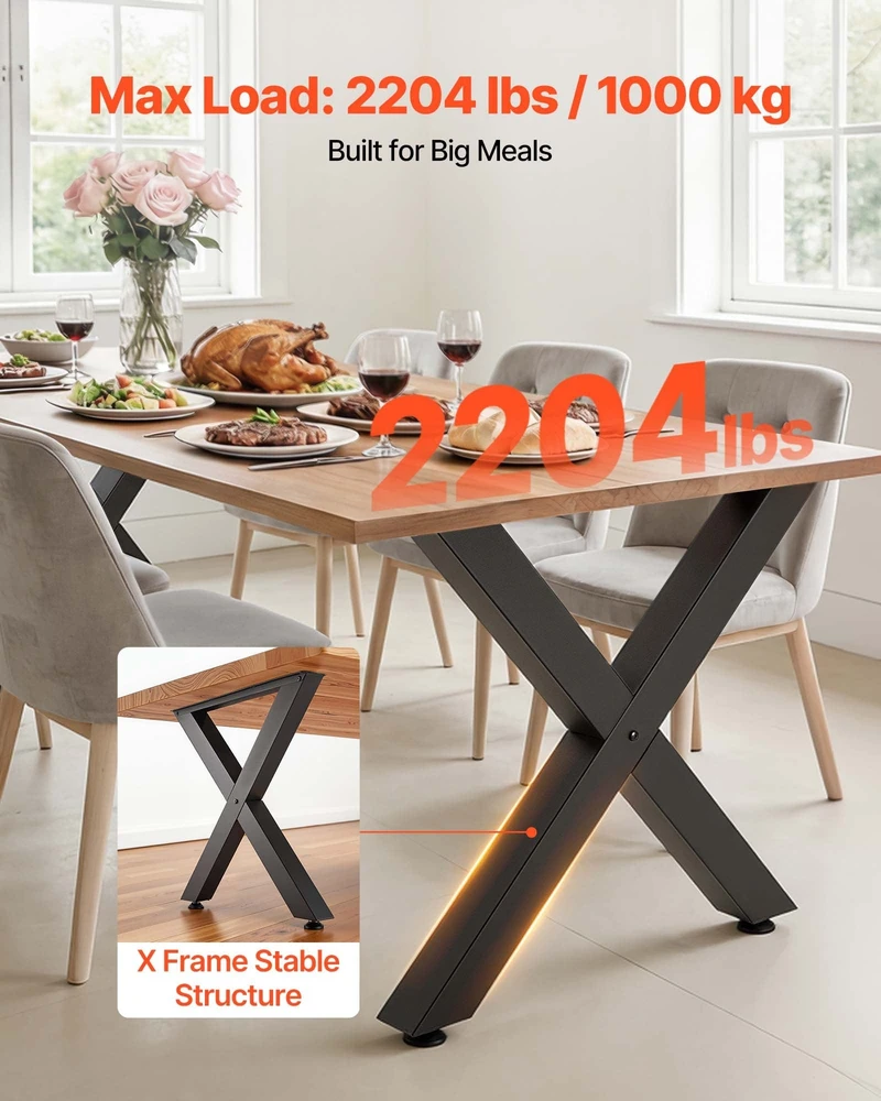 VEVOR Stalo kojos 750 x 790 mm, juodos, 2 vnt.
