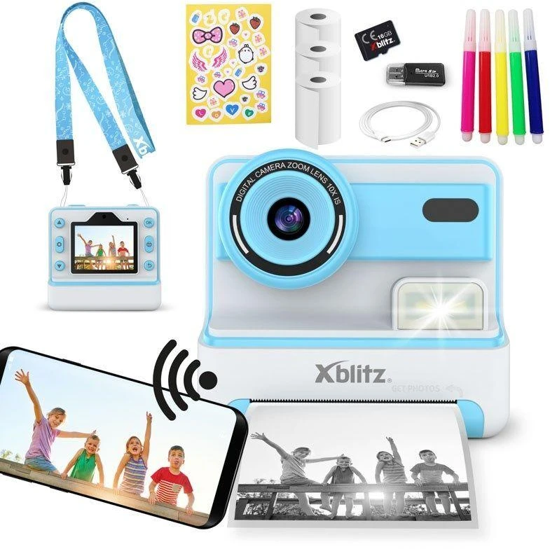 „Xblitz FLASH Mėlynas“ momentinis fotoaparatas su terminiu spausdintuvu vaikams