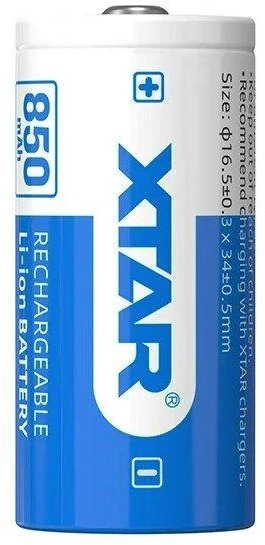 Xtar 850mAh 3,6V 16340 CR123 akumuliatorius su PCB