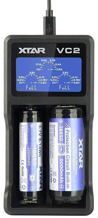 Baterijų įkroviklis XTAR VC2 18650 14500 18500 26650 Li-ion elementam 2 vietų