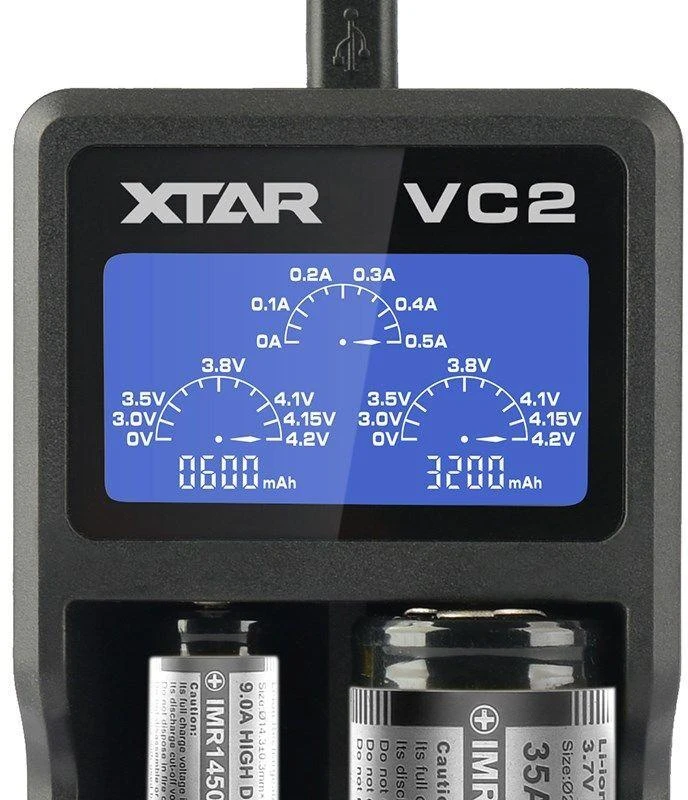 Baterijų įkroviklis XTAR VC2 18650 14500 18500 26650 Li-ion elementam 2 vietų