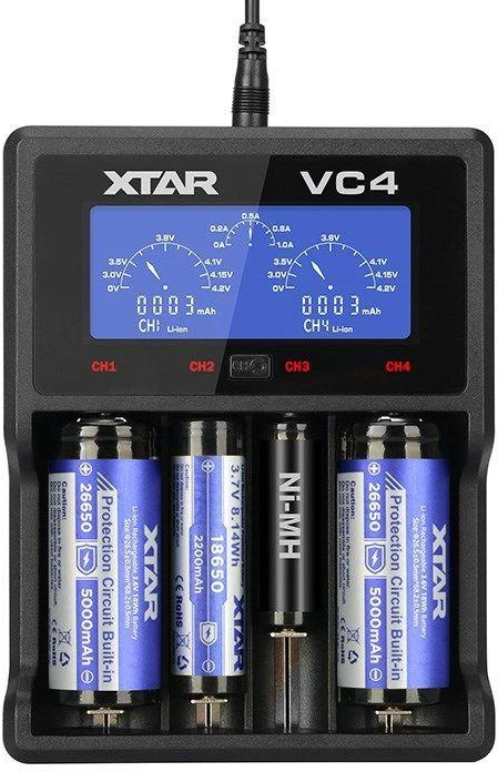 Baterijų įkroviklis XTAR VC4 18650 AA AAA elementam ni-MH li-ion 4 vietų 